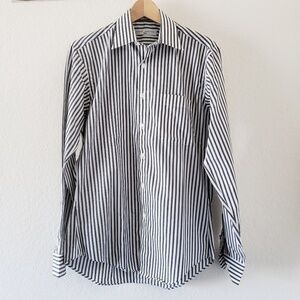Henry Grethel Striped Black and White Fitted Dress Shirt - Size 15 34/35